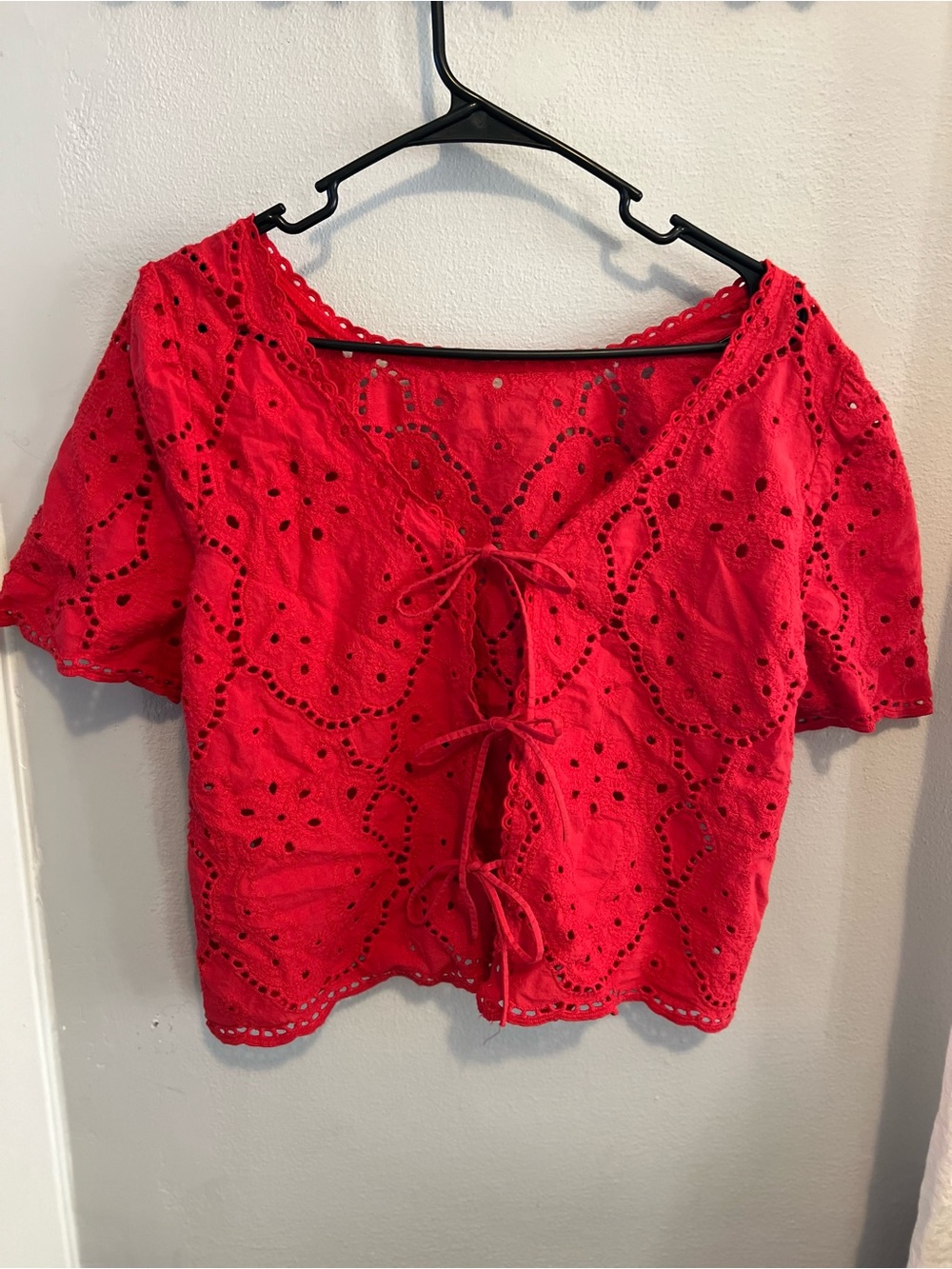 Cottagecore Red Cardigan 100% Cotton